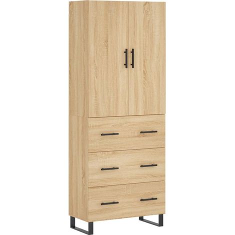 Aparador cómoda mueble de almacenaje organizador para cocina salón salón alto Sonoma 695 x 34 x 180 cm madera de ingeniería marrón 020034105 (1/5)