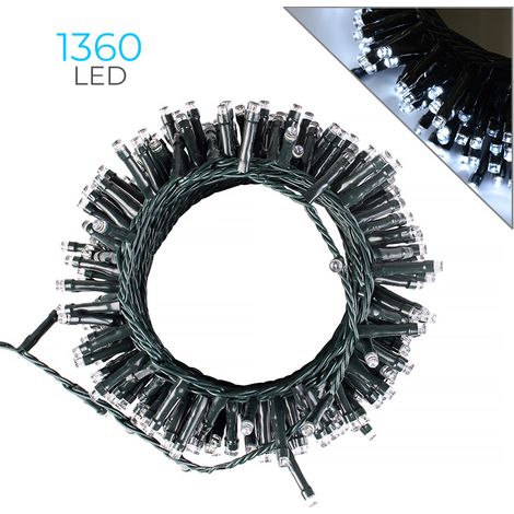 CATENA DI LUCI DA 1360 LED BIANCHI CON CAVO VERDE DA 41 METRI E TRASFORMATORE 36V - IDEALE PER DECORAZIONI INTERNE ED ESTERNE (1/5)