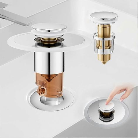 Bouchon de remplacement pour évier, bouchon pour lavabo de salle de bain, bouchon universel à clapet avec panier récupérateur de cheveux pour lavabos, bouchon de vidange pour baignoire/cuisine, pour (1/5)