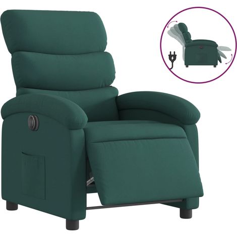 Maison Exclusive - Poltrona Elettrica Reclinabile Verde Scuro in Tessuto