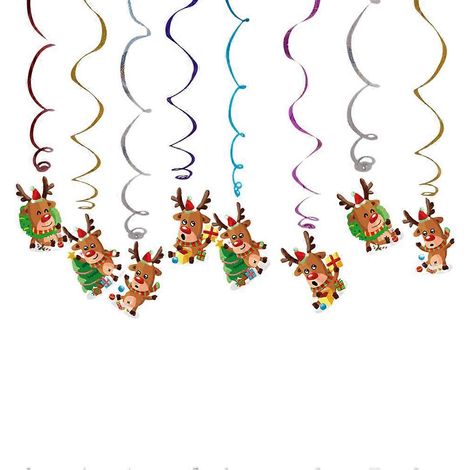 Décorations de Noël suspendues en spirale, guirlandes colorées en forme de râteau, ornements de plafond, accessoires de décoration pour fêtes de Noël-M