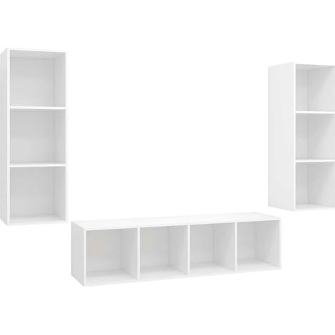vidaXL Juego de muebles de salón 3 piezas madera ingeniería blanco (1/2)