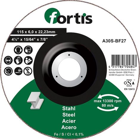 Schruppscheibe für Stahl 115 x 6 mm Fortis