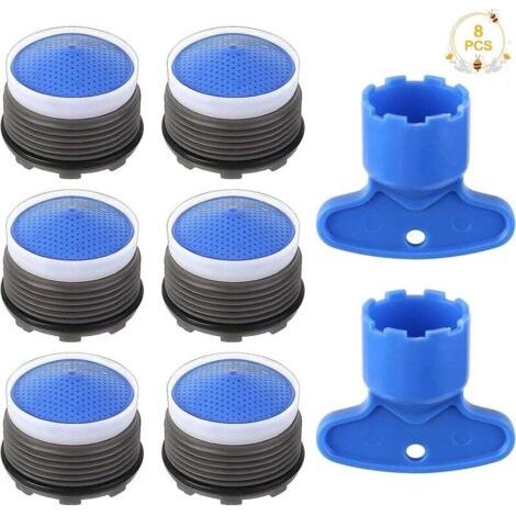 Mousseur Robinet, 8Pcs Filtre Robinet avec Aérateurs Intégrés, Économiseur d'Eau pour Robinet avec Outil de Clé Filtre d'Insertion Aérateur de Restricteur pour Cuisine Salle de Bain (1/4)