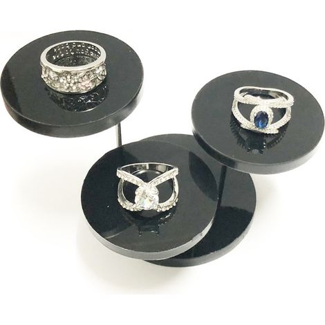 Présentoir à bijoux rond à plusieurs niveaux, présentoir à bagues, support à gâteaux et desserts, étagères décoratives pour fêtes, 3 niveaux, noir (1/5)