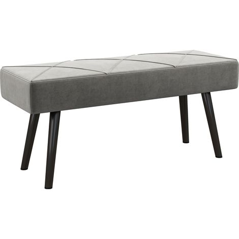 Sitzbank Polsterbank Bettbank, Samtoptik, 100 x 36 x 45 cm, Grau