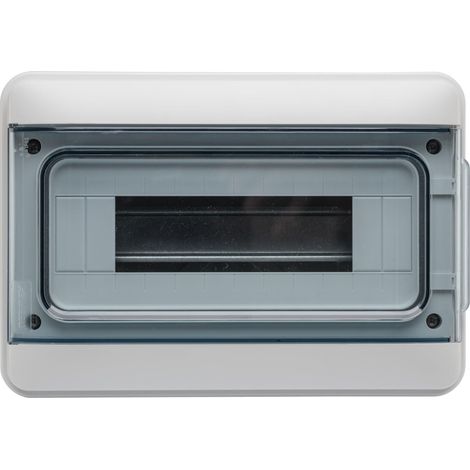 Coffret Electrique Etanche + Bornier à Vis - Tableau Electrique 12 Modules - IP65/IK07 - Idéal Extérieur/Piscine/Jardin - Pose en Saillie - Gris (1/5)