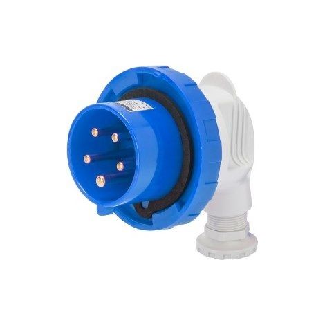 Spina Mobile A 90° Ip67 2P+T 16A 200-250V 50/60Hz Blu 6H Cablaggio A Vite