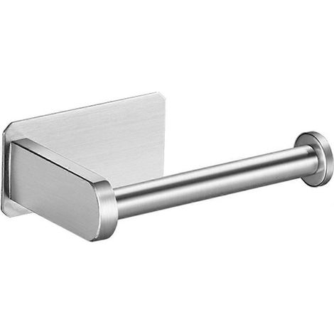 Porte-papier toilette sans perçage, auto-adhésif, fixation murale, en acier inoxydable. (1/4)