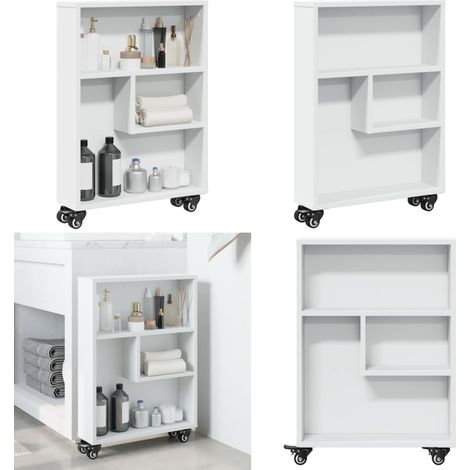 vidaXL Aufbewahrungswagen Schmal Weiß 48x13x68 cm Holzwerkstoff (1/5)