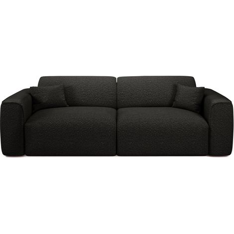 Canapé convertible 4 places en tissu bouclette anthracite foncé YUMA (1/5)