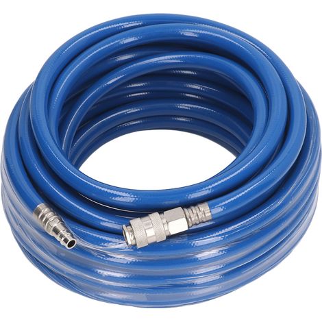 Tuyau d'air de 15 m (49,21 pi) de longueur, flexible et léger, en PVC haute pression, avec raccord rapide NPT 1/4 po. (1/5)