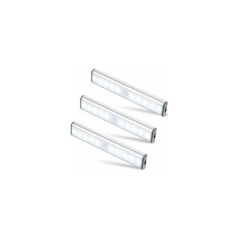 Lot de 3 Lampes 10 LED, Sans Fil, Rechargeable par USB, Aimanté, Détecteur de Mouvement, 2 Modes d’Éclairage, Portable. Lumière de Placard, Baladeuse de Secours, Veilleuse Enfant, Appoint