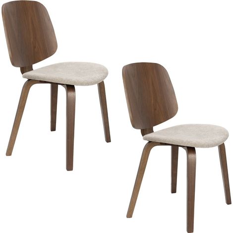 Chaise design, 2 chaises Walden bois foncé et assise tissu beige Marron en Wood, BOITE A DESIGN (1/5)