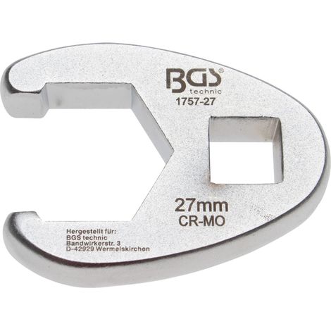 Llave boca hexagonal abierta (crowfoot) entrada 12,5 mm (1/2") 27 mm