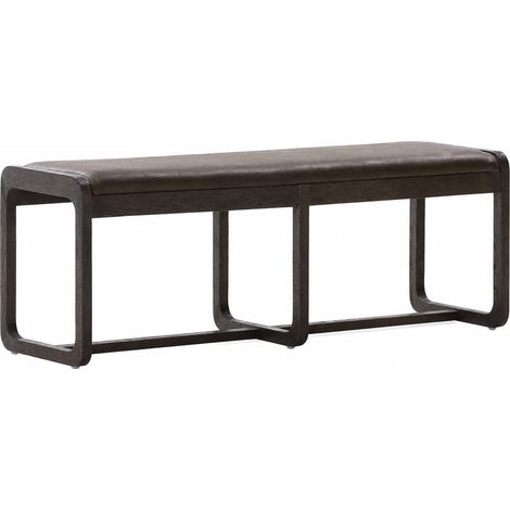 Banc capitonné en bois d'orme - brun (1/5)
