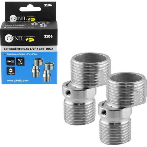 Set de 2 excéntricas Genil acero inoxidable 1/2" x 3/4" 360° (1/5)