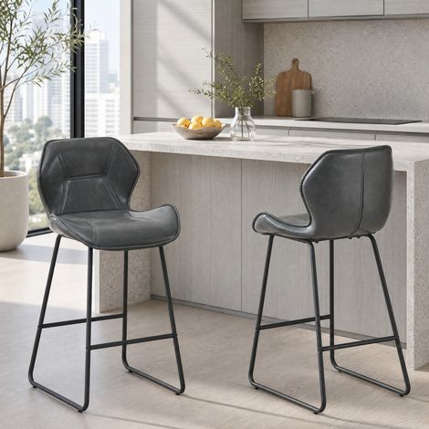 2er Set Barhocker mit Rückenlehne Kunstleder Metall OKMYHOME (1/5)
