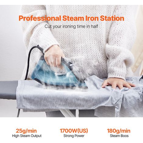 Fer à Vapeur 1600 W, Fer à Repasser en Alliage d'Aluminium et Semelle PTFE, Arrêt et Nettoyage Automatiques, Quatre Réglages de Tem… (1/5)