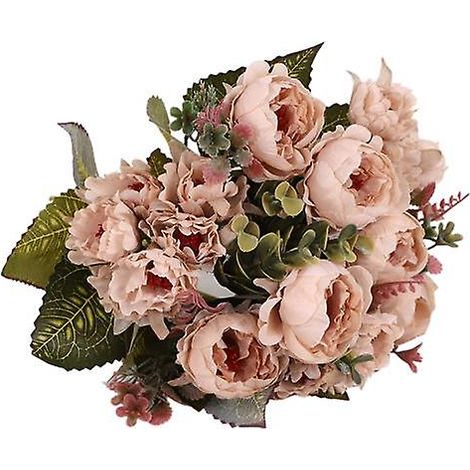 Bouquet de pivoines artificielles réaliste, haute simulation, ornemental, 9 têtescafé (1/5)