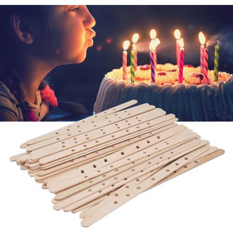 50 pièces Supports de mèche en bouleau réutilisables pour fabrication de bougies, 180x10mm, 7 trous, facile à utiliser (1/5)