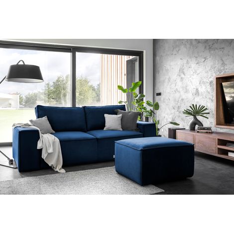 Canapé convertible WILACE en velours – 260cm-Bleu pétrole (1/5)