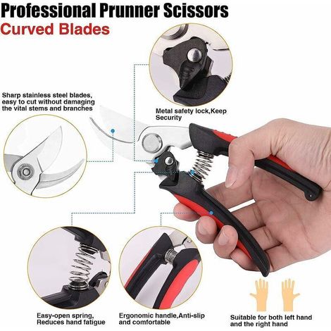 3-piece stainless steel garden pruner set – precision blade for pruning, harvesting and maintaining hedges, flowers and fruit