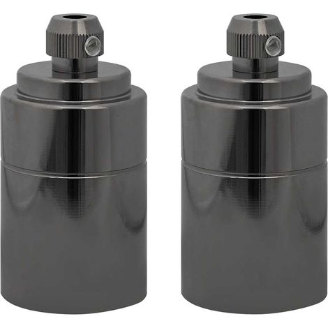 Douilles de lampe 2 pcs noir brillant E27 (1/5)