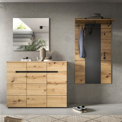 Ensemble meuble d'entré composé de 3 éléments décor naturel - KANUT (1/5)