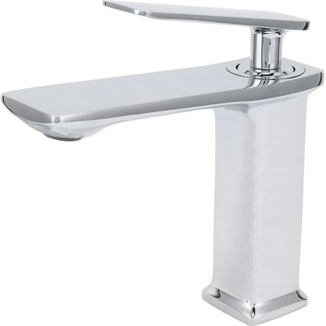Mitigeur lavabo style nordique, robinet mélangeur eau chaude froide, 1 trou, long levier, salle de bain, raccord G1/2 (1/5)