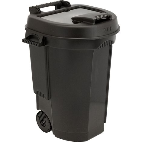 Abfallcontainer 110 L mit Deckel - fahrbar mit Rollen - Stabile und robuste Abfalltonne in schwarz