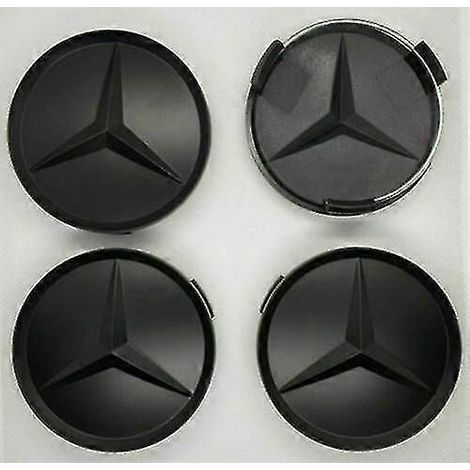 Enjoliveurs de roue Mercedes en alliage léger, noir mat, 75 mm, lot de 4