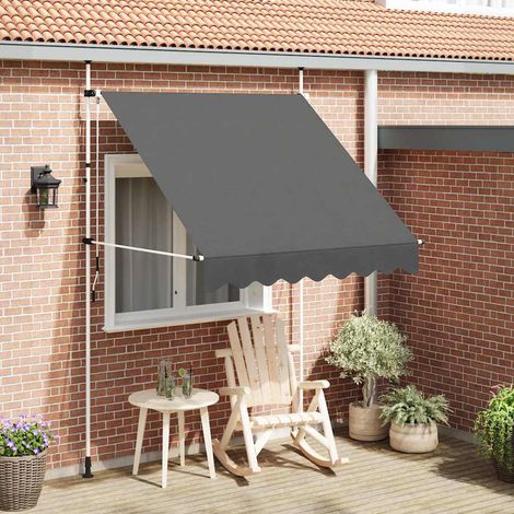 Store banne rétractable, à commande manuelle, 200 cm, anthracite