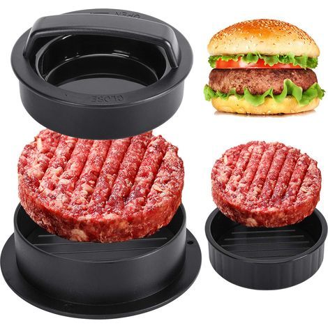 Machine à briquettes de hamburger, moule à steaks hachés, machine à mini-burgers, machine à briquettes pour steaks hachés fourrés, moule à steaks hachés classiques, outil de cuisson antiadhésif 3 en 1 (1/5)