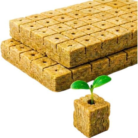 Pack of 100 Hydroponics Cube - Hydroponic Culture 1 in - Rock Wool (1/5)