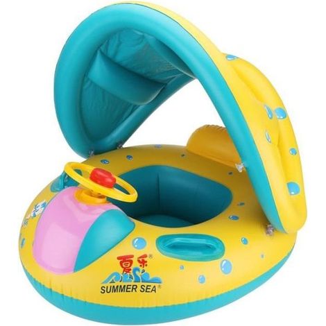 Bouée Siège Gonflable, Weetop Piscine Gonflable Enfant avec Pare-Soleil Bébés 6 - 24 Mois Baignoire Piscine PVC Matériel Sécurité (1/4)