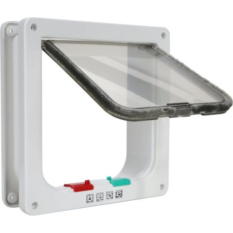 Chatière pour Chat,Magnétique Verrouillable 4 Modes pour Animaux Domestiques Chatons et Chatons Medium Blanc