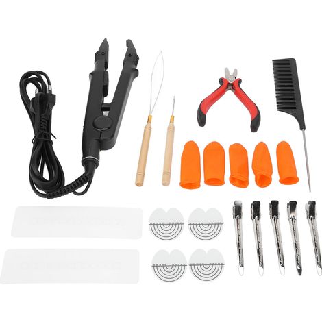 Kit fer à lisser extensions cheveux température constante réglable outils connexion coiffure maison salon prise UE 220-240V (1/5)
