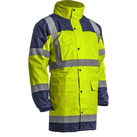 Parka de pluie à capuche respirante haute visibilité HV Coverguard HYDRA Jaune Fluo 3XL