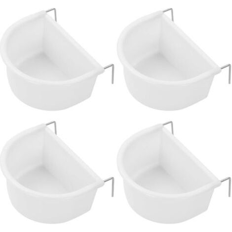Lot de 4 gamelles en plastique en forme de D avec crochet à suspendre pour perroquet, perruche, calopsitte et perruche