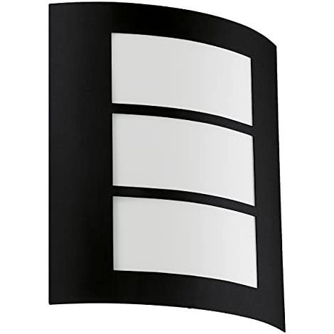 Applique Esterno Contemporanea City Metallo Nero Policarbonato Bianco E27 (1/4)
