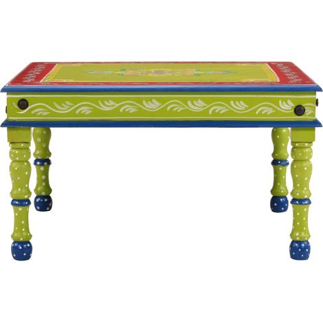Table basse Table de salon Table de café vert bois de manguier massif peint à la main (1/5)