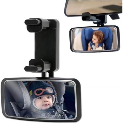 Miroir Voiture BéBé,360°Adjustable Retroviseur Voiture Bebe,Curved Design,the Safest Retroviseur Interieur Voiture,13  6.3cm(Noir) (1/4)