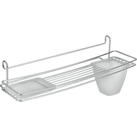 Mensola cromata + porta sapone e bicchiere plast. - metaltex (1/2)