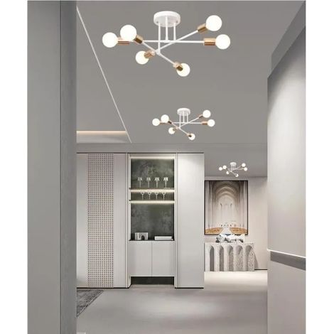 kawoo Lot de 3 Plafonnier Industriel Moderne,6Lampes Lustre Plafonnier Vintage en Fer E27 Éclairage Plafonnier Style Edison pour (1/4)