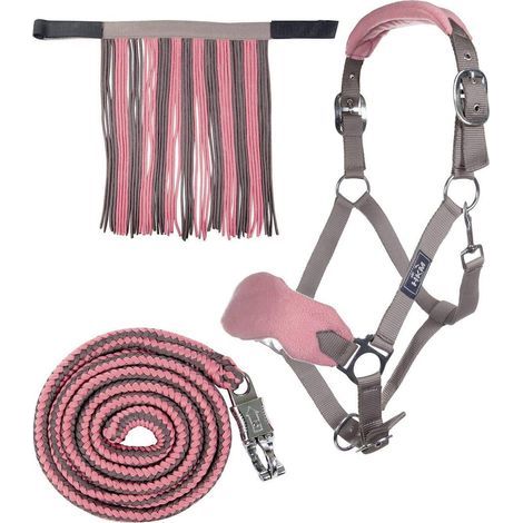 Set Pferdehalfter-Seil 180 cm Panikhaken Mokka Polyester (1/3)