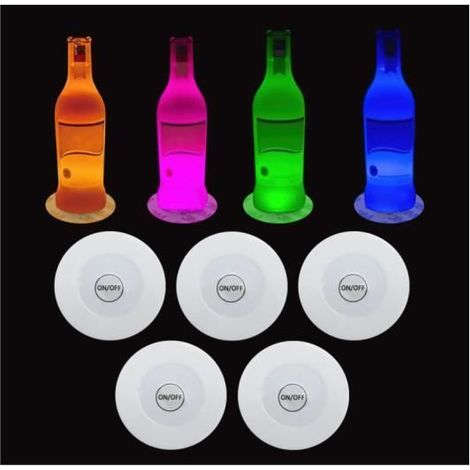 Lot de 20 dessous de verre LED colorés autocollants lumineux pour bar, boisson, verre de bière, verre à vin, lumière clignotante (1/4)