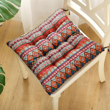 Set of 2 Chair Pads, Bohemian Print Chair Pads, Indoor Chair Cushions, Washable Chair Cushions, Outdoor Chair Covers, Chair Cushions (45cm, Ethnic) (1/5)