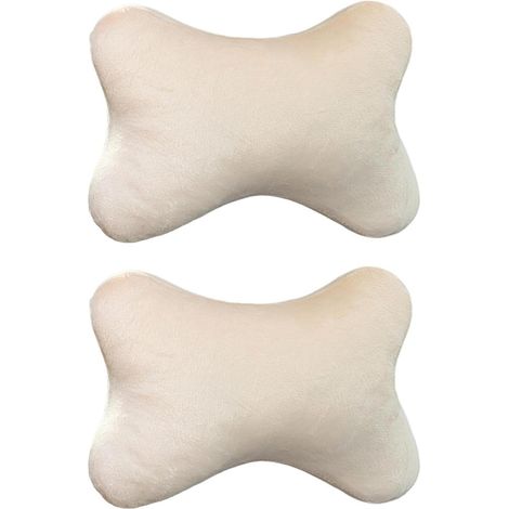 Lot de 2 coussinets indépendants pour appuietête de voiture Respirants avec sangle élastique Housse amovible Design ergonomique pour soulager la fatigue de la tête et du cou (beige)