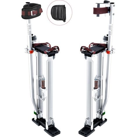 Échasses de Plaquiste Réglables 61-101,6 cm en Aluminium Charge 103 kg pour Cloison Sèche et Peinture Plafond Argent (1/5)